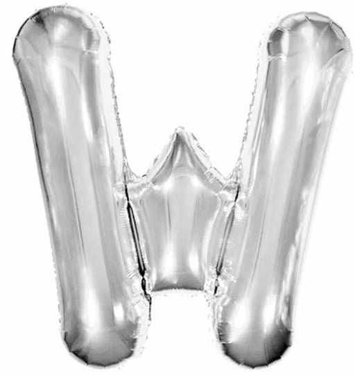 34-Inch Silver Letter W Foil Balloon