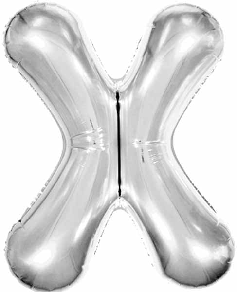 34-Inch Silver Letter X Foil Balloon