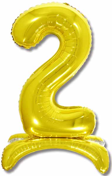 26-Inch Gold Stand-Up Number 2 Balloon