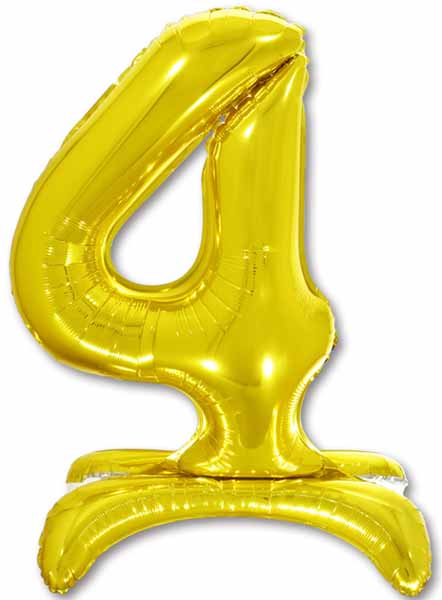 26-Inch Gold Stand-Up Number 4 Balloon