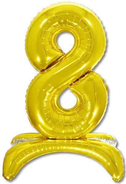 26-Inch Gold Stand-Up Number 8 Balloon