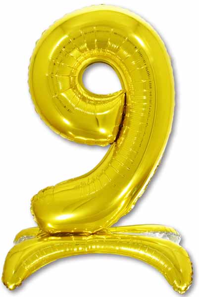 26-Inch Gold Stand-Up Number 9 Balloon