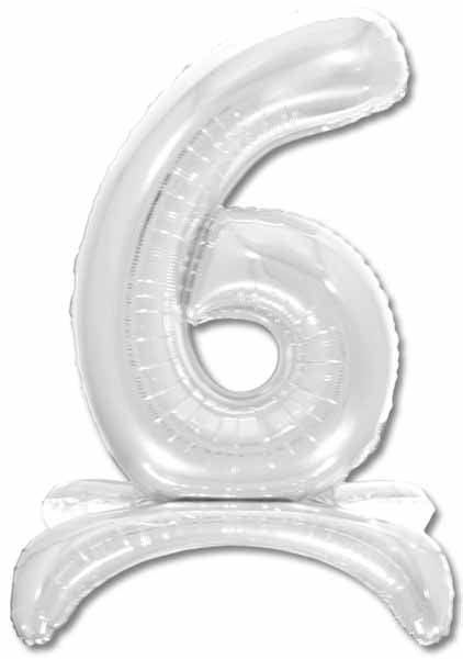 26-Inch Silver Stand Up Number 6 Balloon