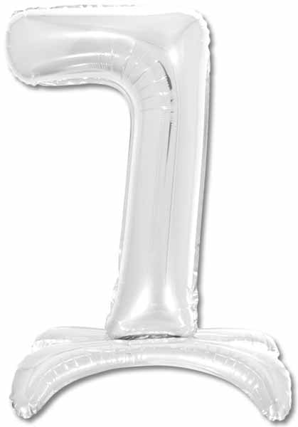 26-Inch Silver Stand-Up Number 7 Balloon