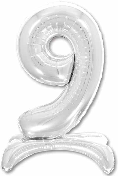 26-Inch Silver Stand-Up Number 9 Balloon