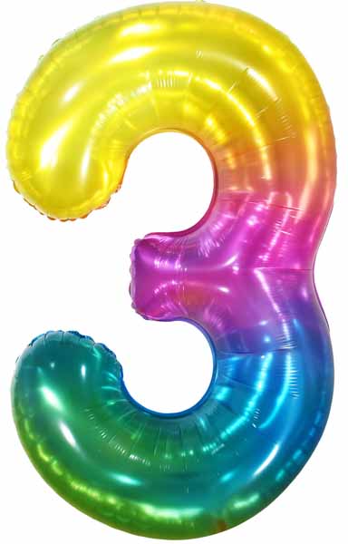 34" Jelly Rainbow Number 3 Balloon