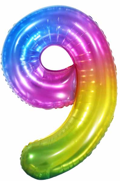 34-Inch Jelly Rainbow Number 9 Balloon