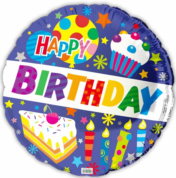 Happy Birthday Cake & Candles 18-Inch Foil Balloon
