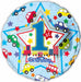 Happy 1st Birthday Blue Cars Train Stars Balloon (5/pk)