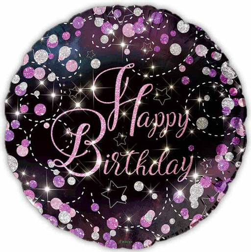 Happy Birthday Pink Sparkling Dots 18" Foil Balloon (5/Pk)