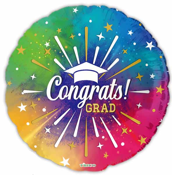 Congrats Grad Pastel 18" Round Foil Balloon