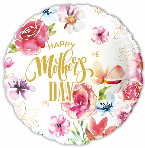 White Mother's Day Round Foil Balloon, 18 Inch