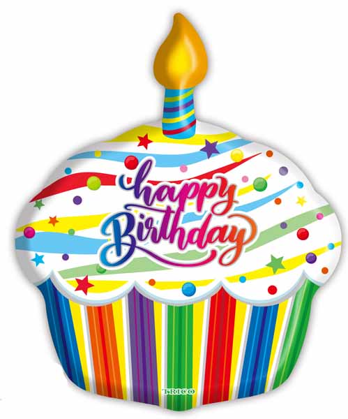 Happy Birthday Cake 18-Inch Foil Balloon