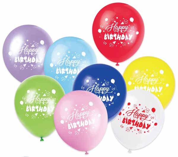 Birthday Horns Assorted Latex Balloons, 8 Pack