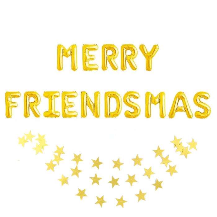 Merry Friendsmas Gold Foil Balloons
