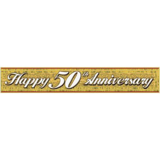 "Metallic Gold Anniversary Banner - 8"X5' - 1/Pack"