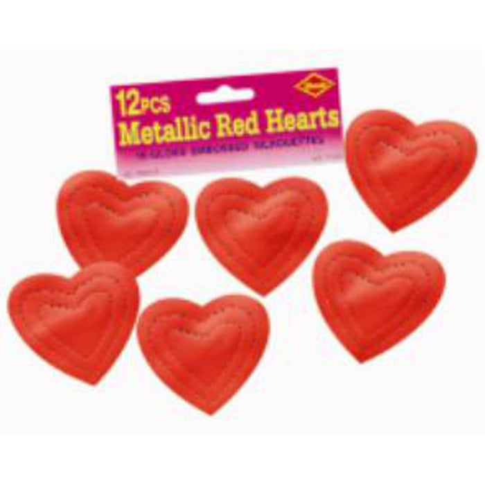 "Metallic Red Hearts: 12 Pack (4.5 Inches)"
