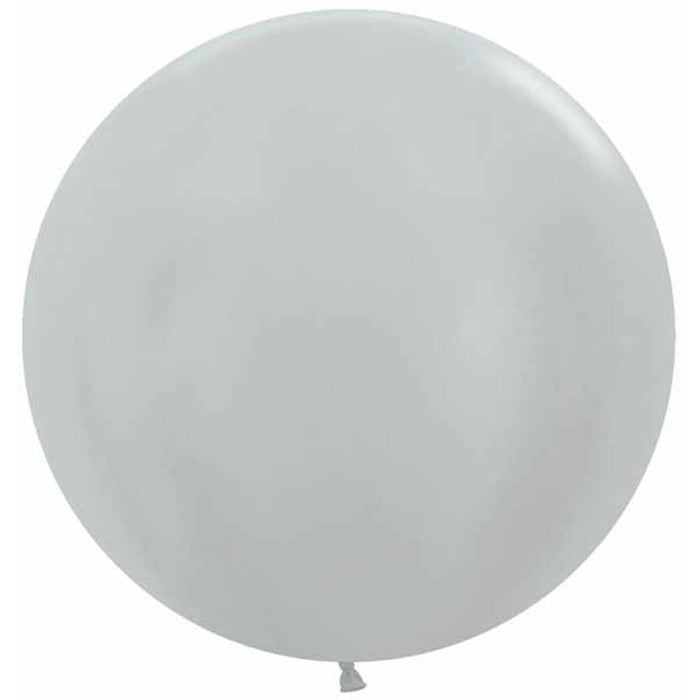 "Metallic Silver 24" Latex Balloons - Pack Of 10"