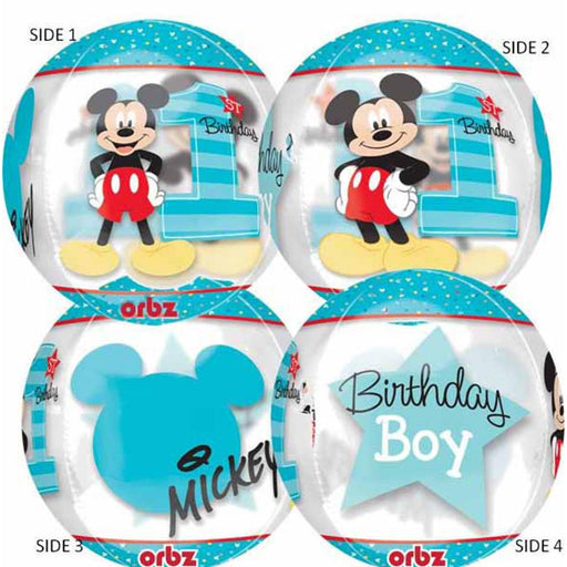 Mickey 1st Birthday Orbz Balloon (3/Pk)