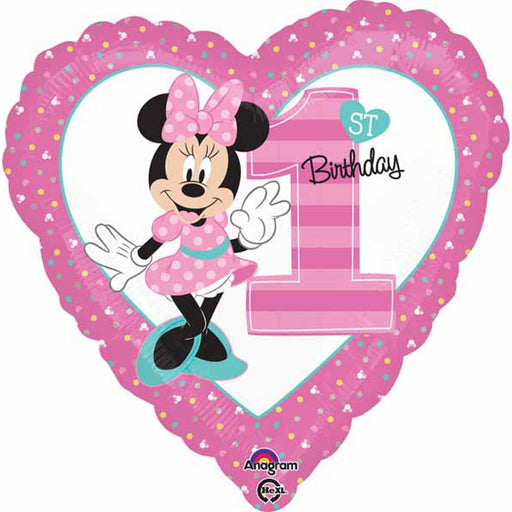 Minnie 1st Birthday Heart Balloon - 18"