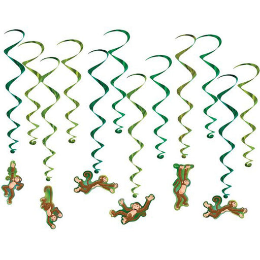Monkey Whirls (12/Pkg) - Playful Hanging Decorations For Parties And Events
