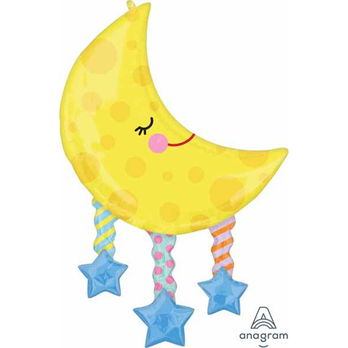 Moon And Stars Foil Balloon - Xl 38" Shape (P35 Package)