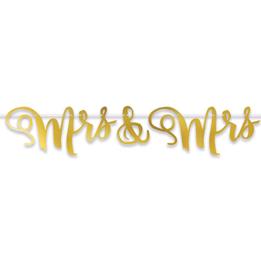 "Mrs & Mrs Foil Streamer - Elegant Wedding Decor"