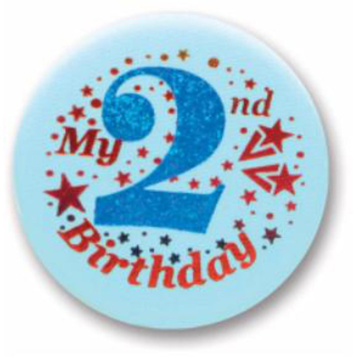 "My 2Nd Birthday Blue Satin Button (6-Pack)"