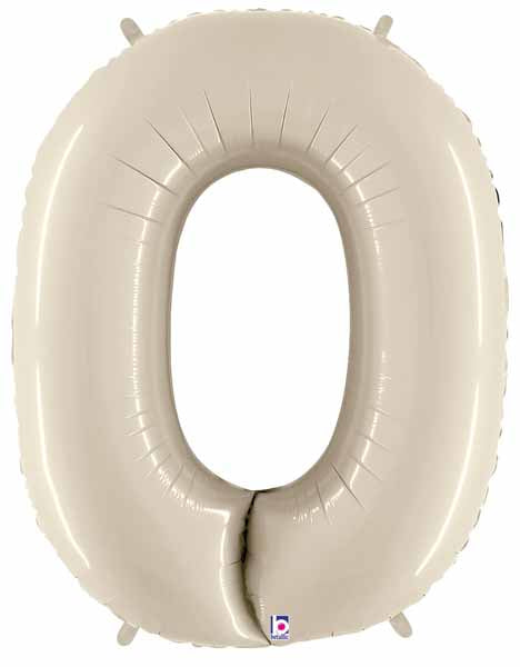 Megaloon Number 0 Balloon in White Sand, 34 Inch