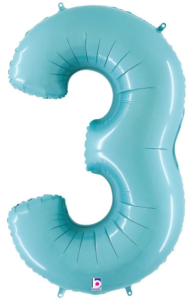 Megaloon Number 3 Pastel Blue Balloon