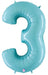 Megaloon Number 3 Pastel Blue Balloon