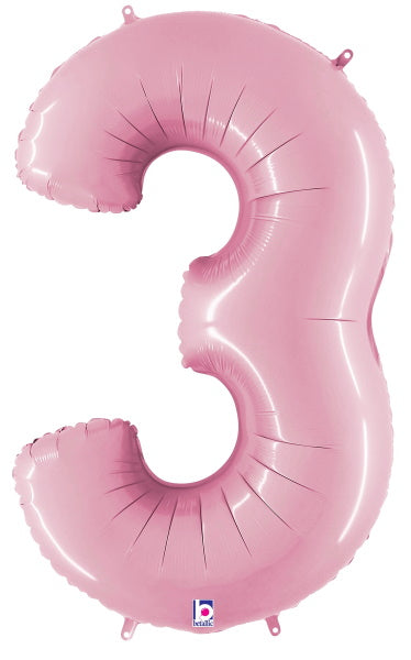 Megალoon Number 3 Pastel Pink Balloon