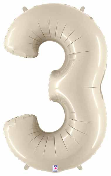 Megaloon White Sand Number 3 Balloon, 34 Inch