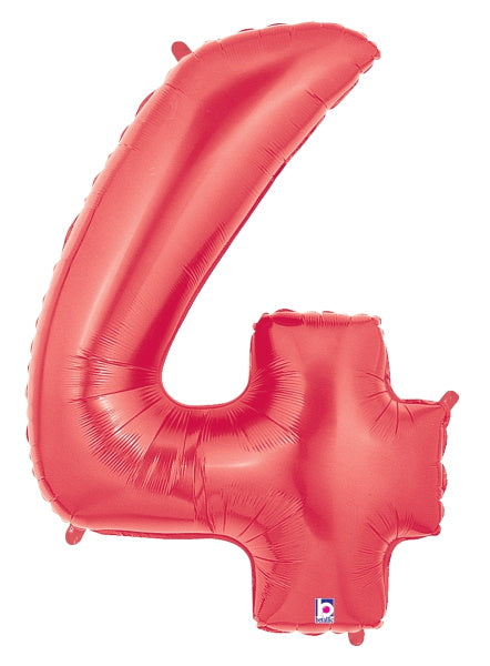 Megaloon Red Number 4 Balloon, 40 Inch