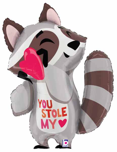Stole Heart Raccoon 32-Inch Shaped Foil Balloon