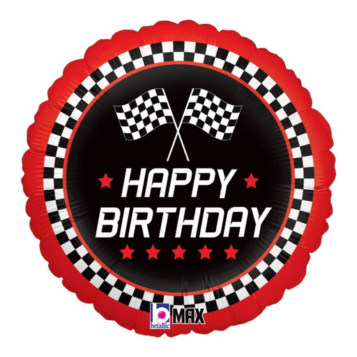 Checkered Flag Birthday 18-Inch Round Foil Balloon