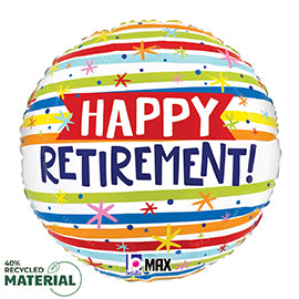 Retirement Stripes 18-Inch Round Foil Balloon