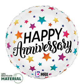 Colorful Anniversary 18-Inch Round Foil Balloon