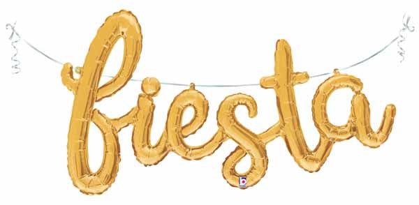 Gold Fiesta Script Air-Fill Balloon, 53 Inch