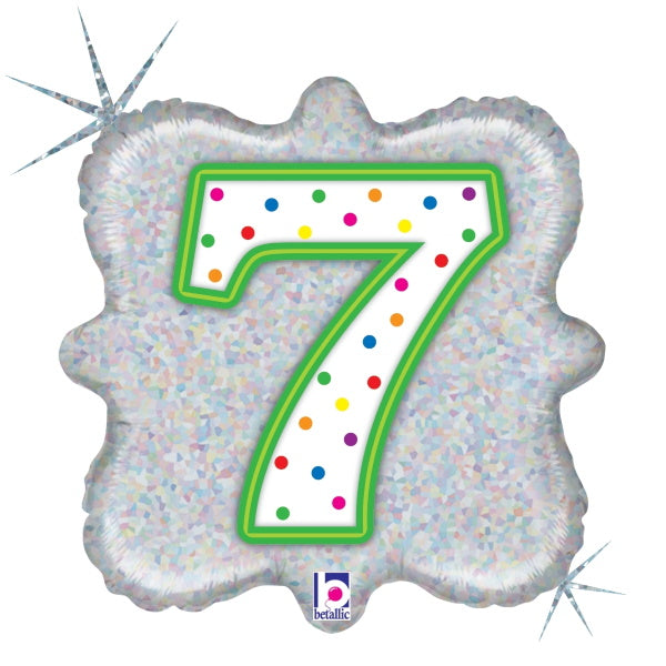 18" Number 7 Candle-Shaped Holographic Balloon