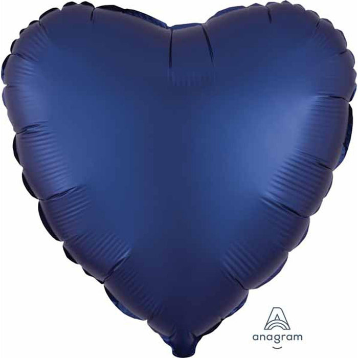 Navy Satin Heart Bedding Set.