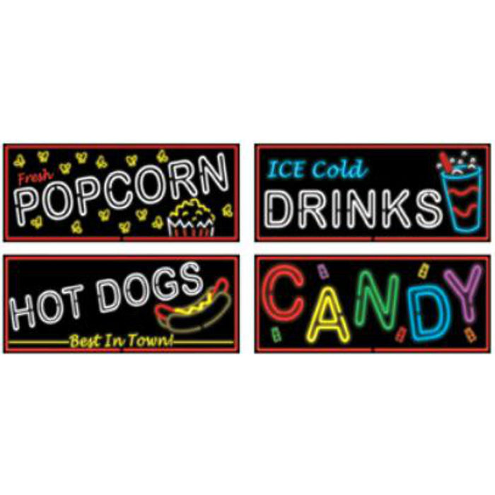 "Neon Food Sign Cutouts - Set Of 4"