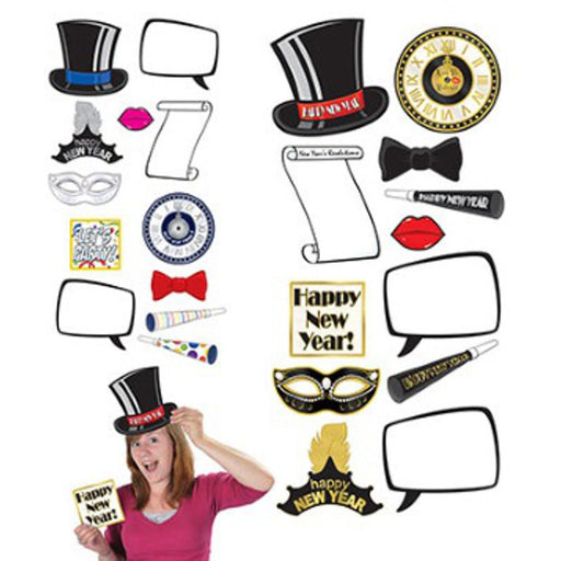 New Year Photo Fun Signs 4"-9" - 12 Signs In Package