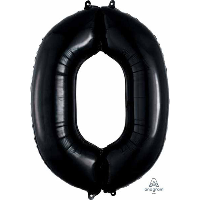 34 inches Number 0 - Black  Foil Balloon