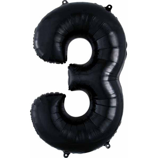 34″ Number 3 Black Foil Balloon