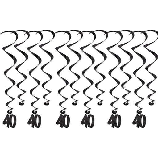 Chic Black Whirls Stylish Party Decor for Various Occasions (12/Pk)