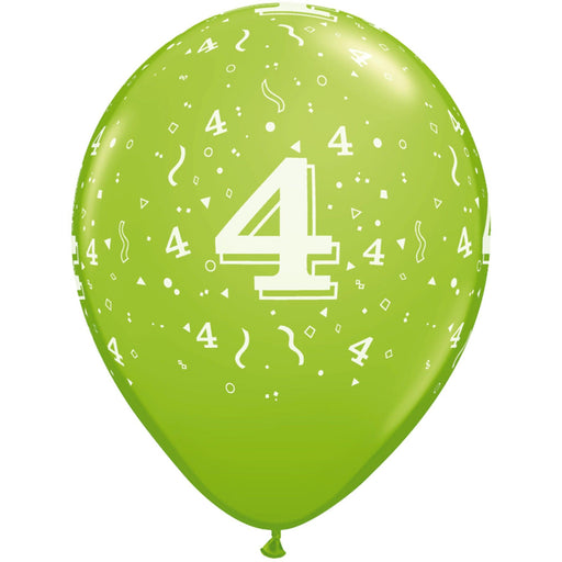 Number #4 Confetti Balloons - Pack Of 50 (11" Trendy)