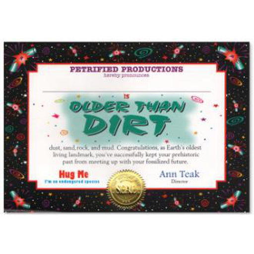 "Older Than Dirt Certificate: A Humorous Aging Gift"