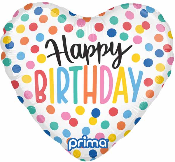 PRIMA BIRTHDAY 9" CONFETTI HEART 6/PKG