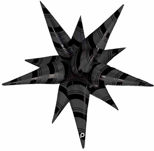 Prima Black Stripes Starburst Foil Balloon, 26 Inch